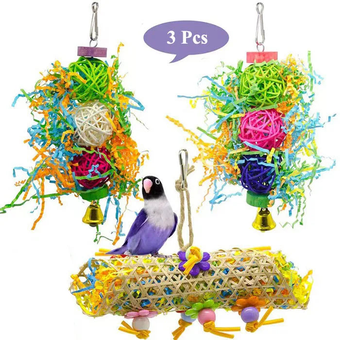 2/3Pcs/lot Bird Parrot Set Colorful Molar Bite Toy