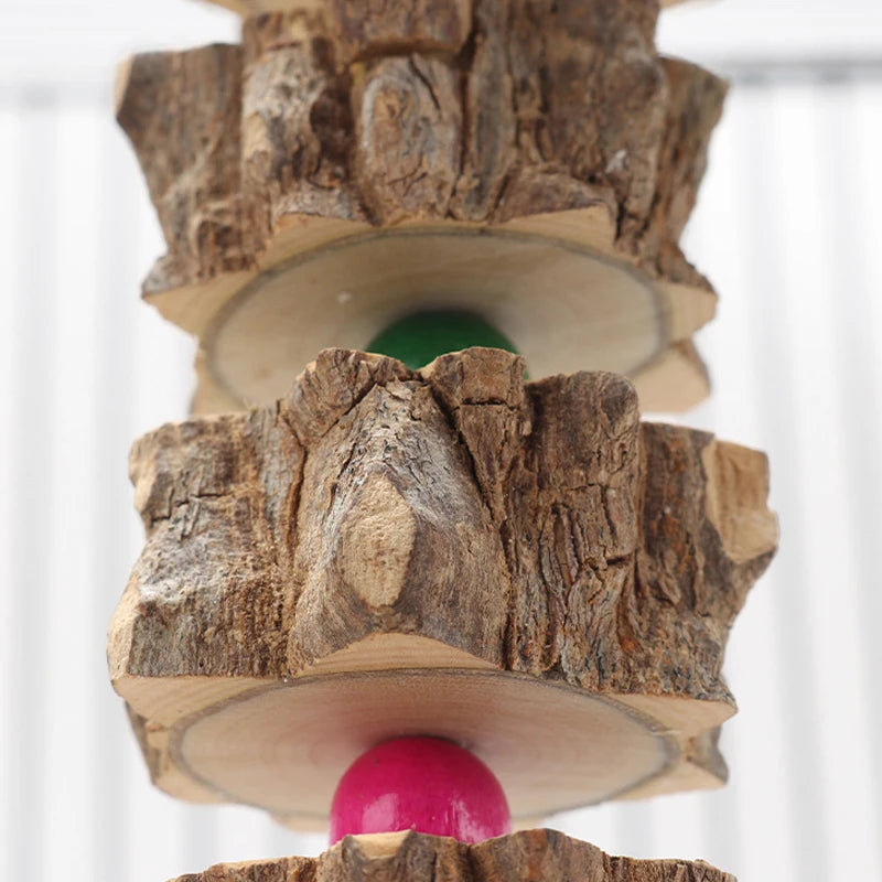 Natural Wooden Parrot Bird Toy