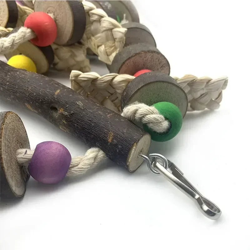 Natural Wood Parrot Chew Toy – Large Bird Cage Bite Block for Macaws, African Greys & Cockatoos