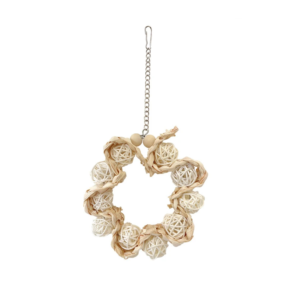 1pc Rattan Ball Round-shaped Bird Swing Toy