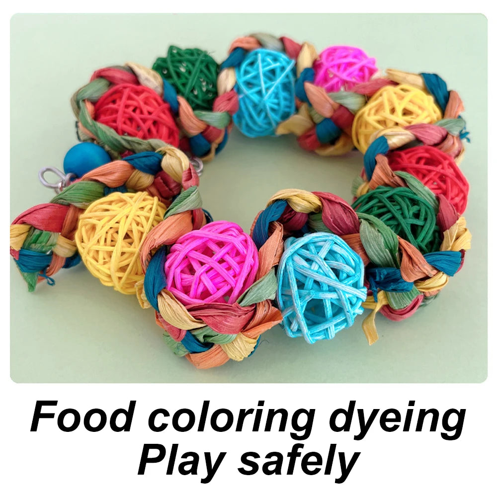 1pc Rattan Ball Round-shaped Bird Swing Toy