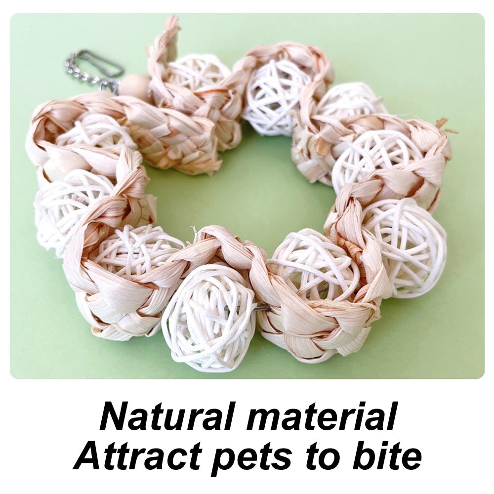 1pc Rattan Ball Round-shaped Bird Swing Toy