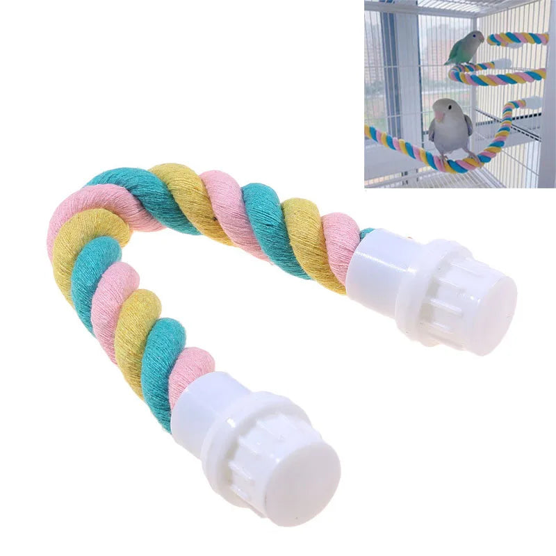 Wooden Parrot Bridge & Ladder Swing – Hanging Hammock Toy