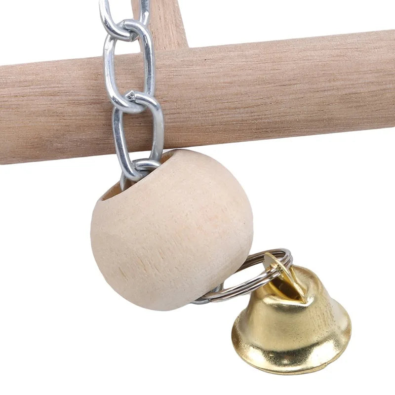 Wooden Parrot Bridge & Ladder Swing – Hanging Hammock Toy