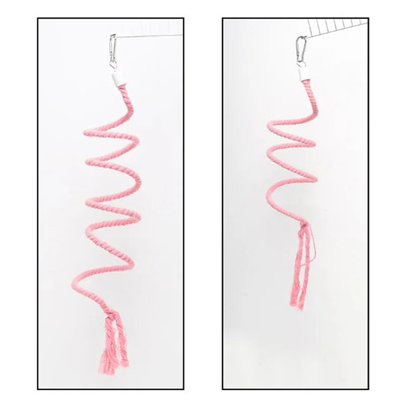 1PC Spiral Cotton Rope Chewing Bar Parrot Swing Climbing Standing Toys