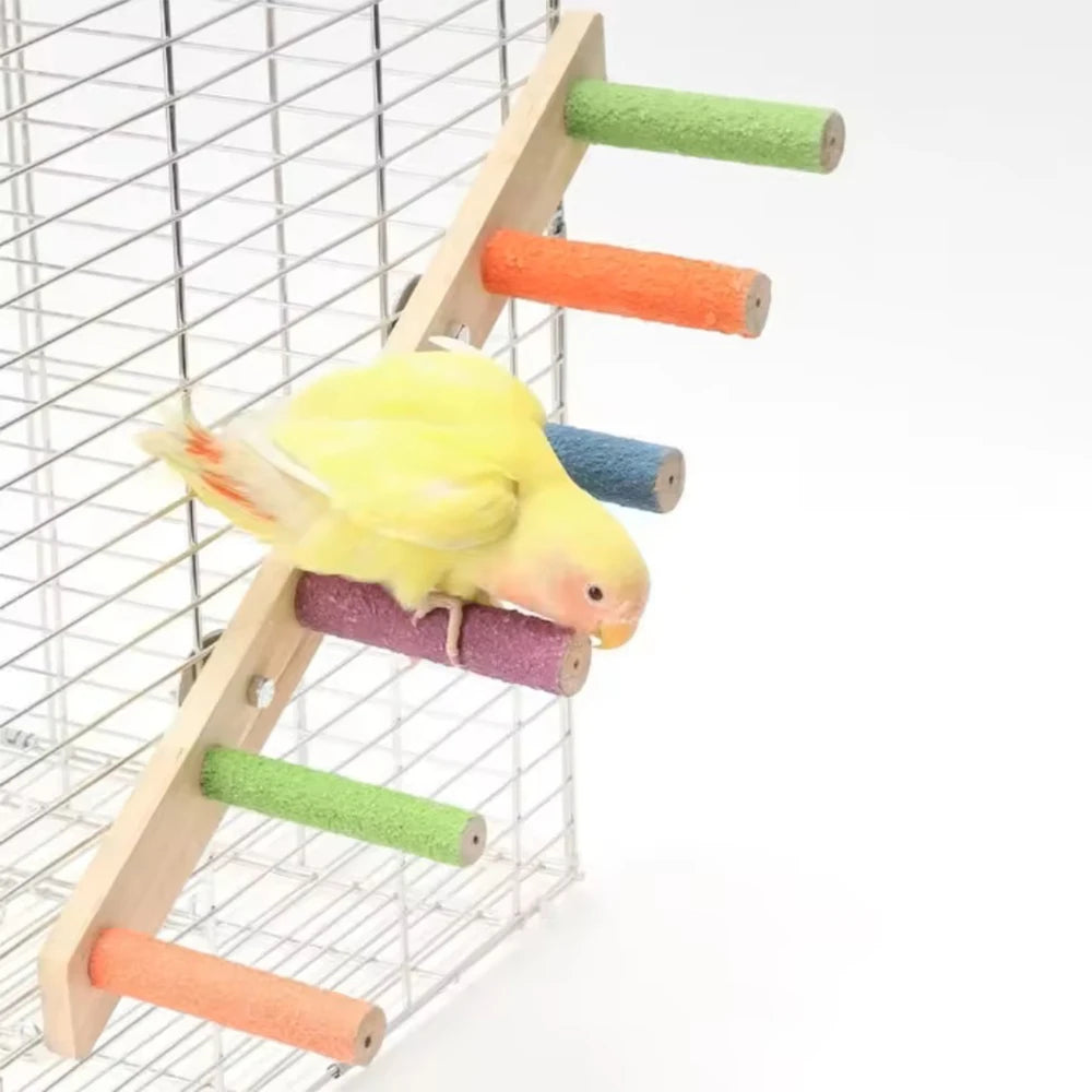 Bird Climbing Ladder Parrot Climbing Perch Stand Toys 4/6/8 Step Wooden
