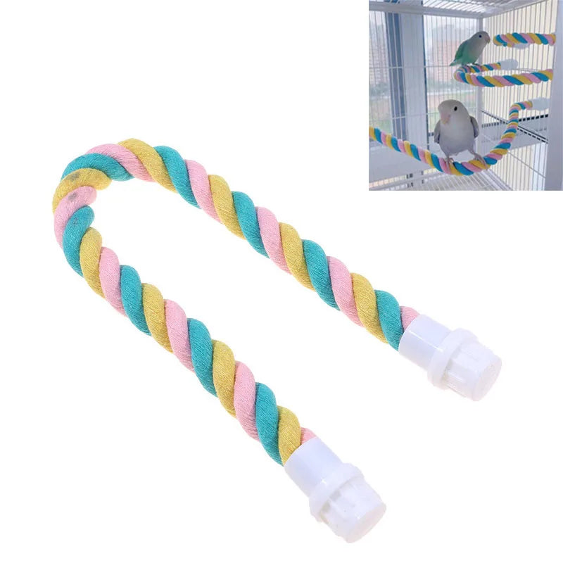 Wooden Parrot Bridge & Ladder Swing – Hanging Hammock Toy