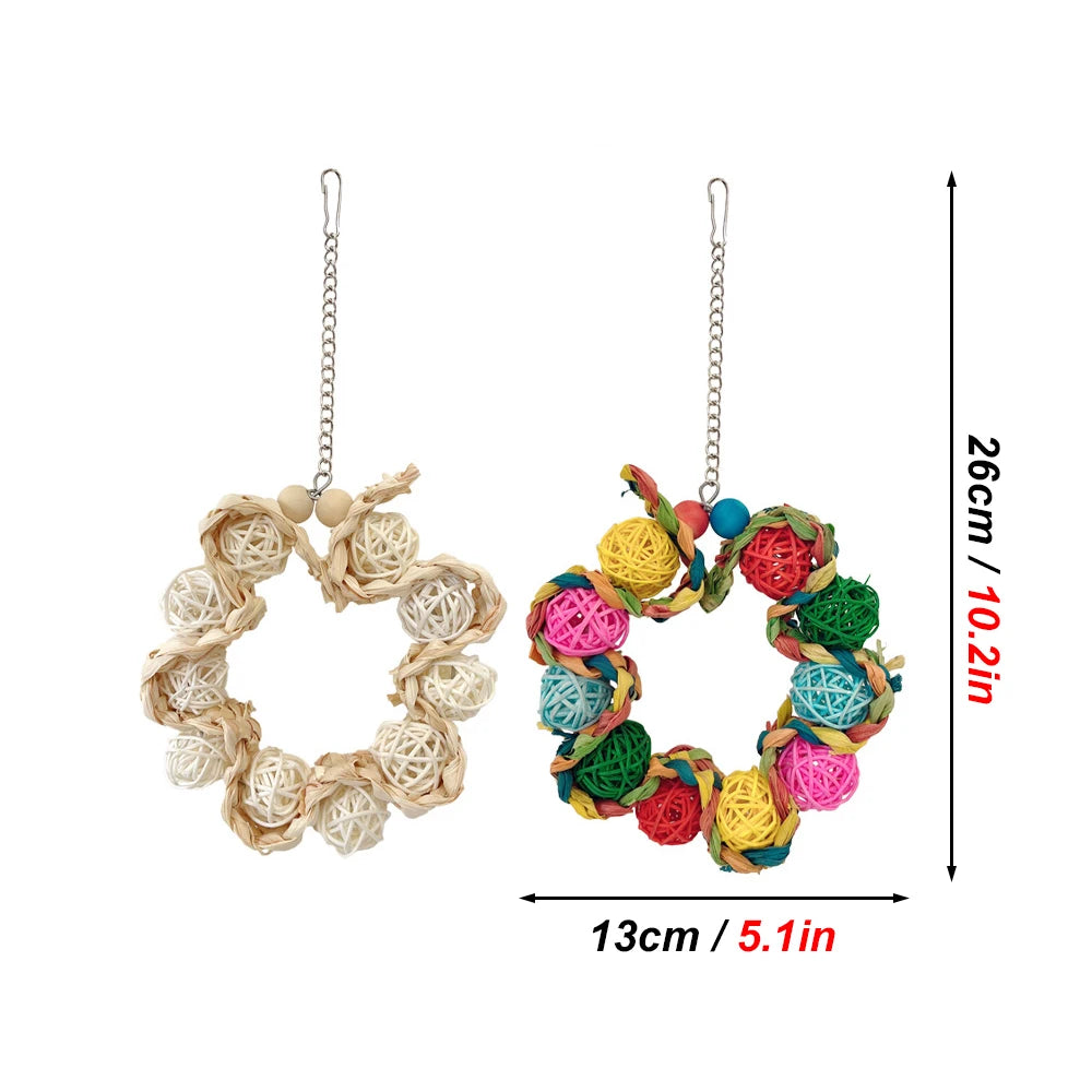 1pc Rattan Ball Round-shaped Bird Swing Toy