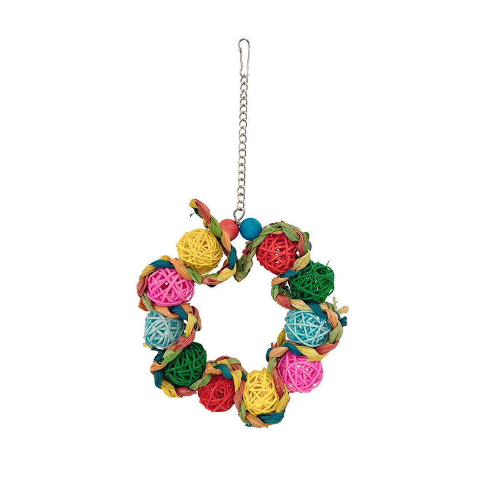 1pc Rattan Ball Round-shaped Bird Swing Toy