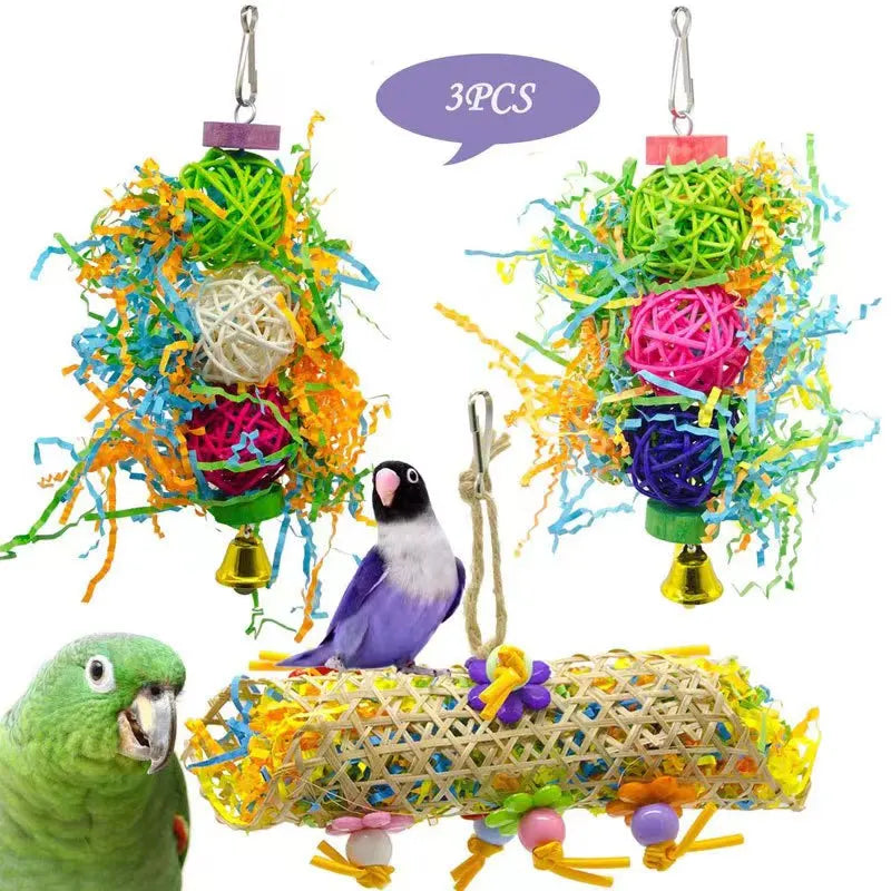 2/3Pcs/lot Bird Parrot Set Colorful Molar Bite Toy