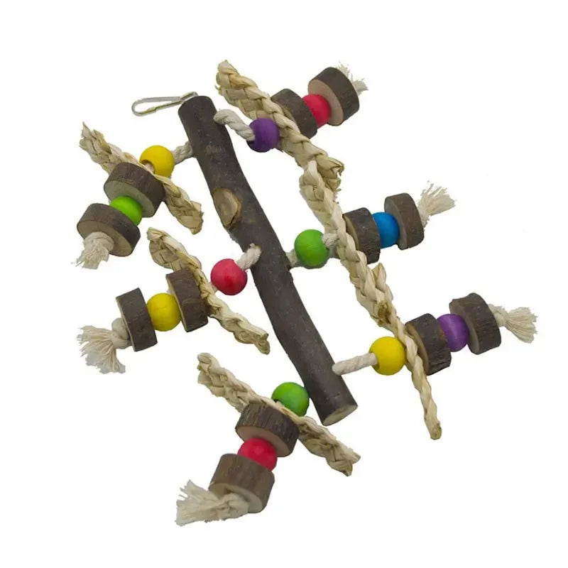 Natural Wood Parrot Chew Toy – Large Bird Cage Bite Block for Macaws, African Greys & Cockatoos