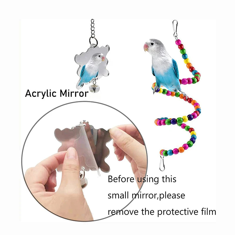 7pcs Pack Wood Parrot Toys Bird Toy