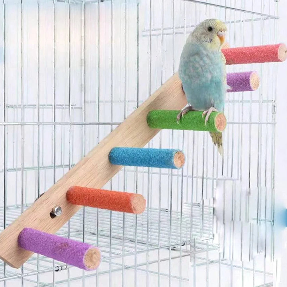Bird Climbing Ladder Parrot Climbing Perch Stand Toys 4/6/8 Step Wooden