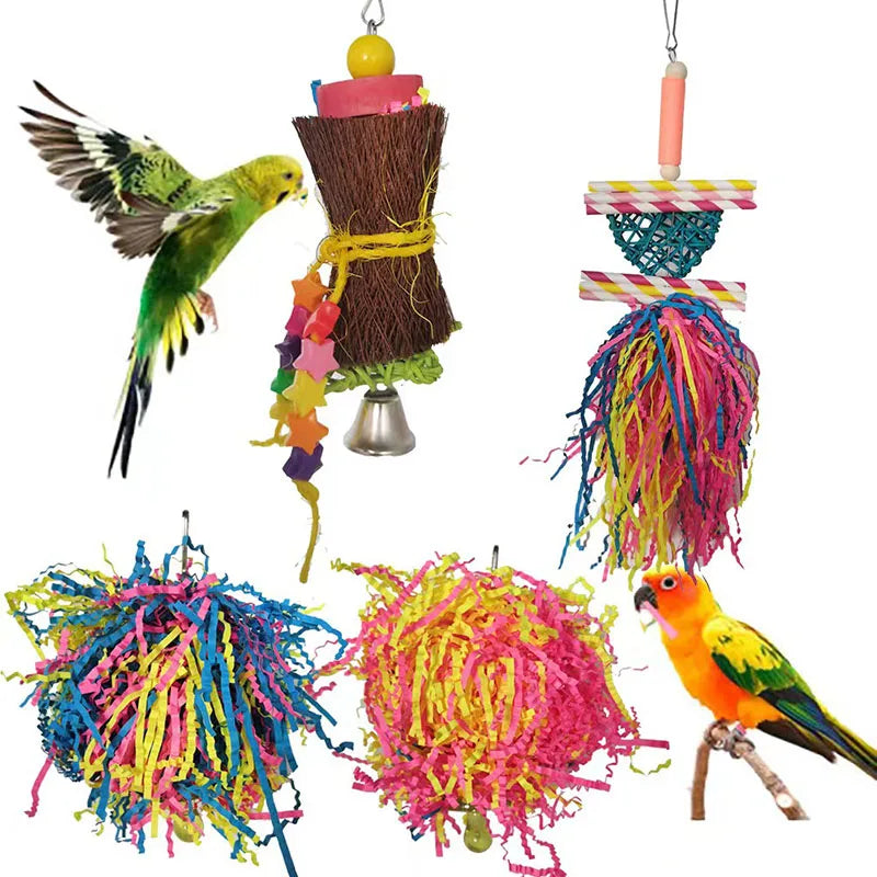 2/3Pcs/lot Bird Parrot Set Colorful Molar Bite Toy