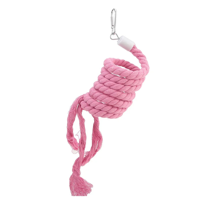 1PC Spiral Cotton Rope Chewing Bar Parrot Swing Climbing Standing Toys