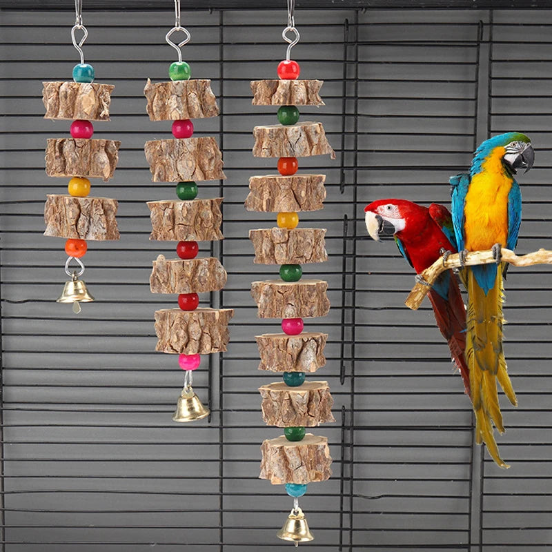Natural Wooden Parrot Bird Toy