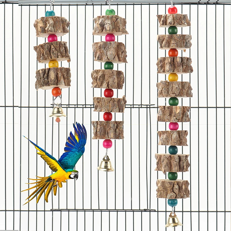 Natural Wooden Parrot Bird Toy